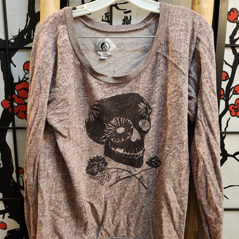 Volcom skull floral sweatshirt